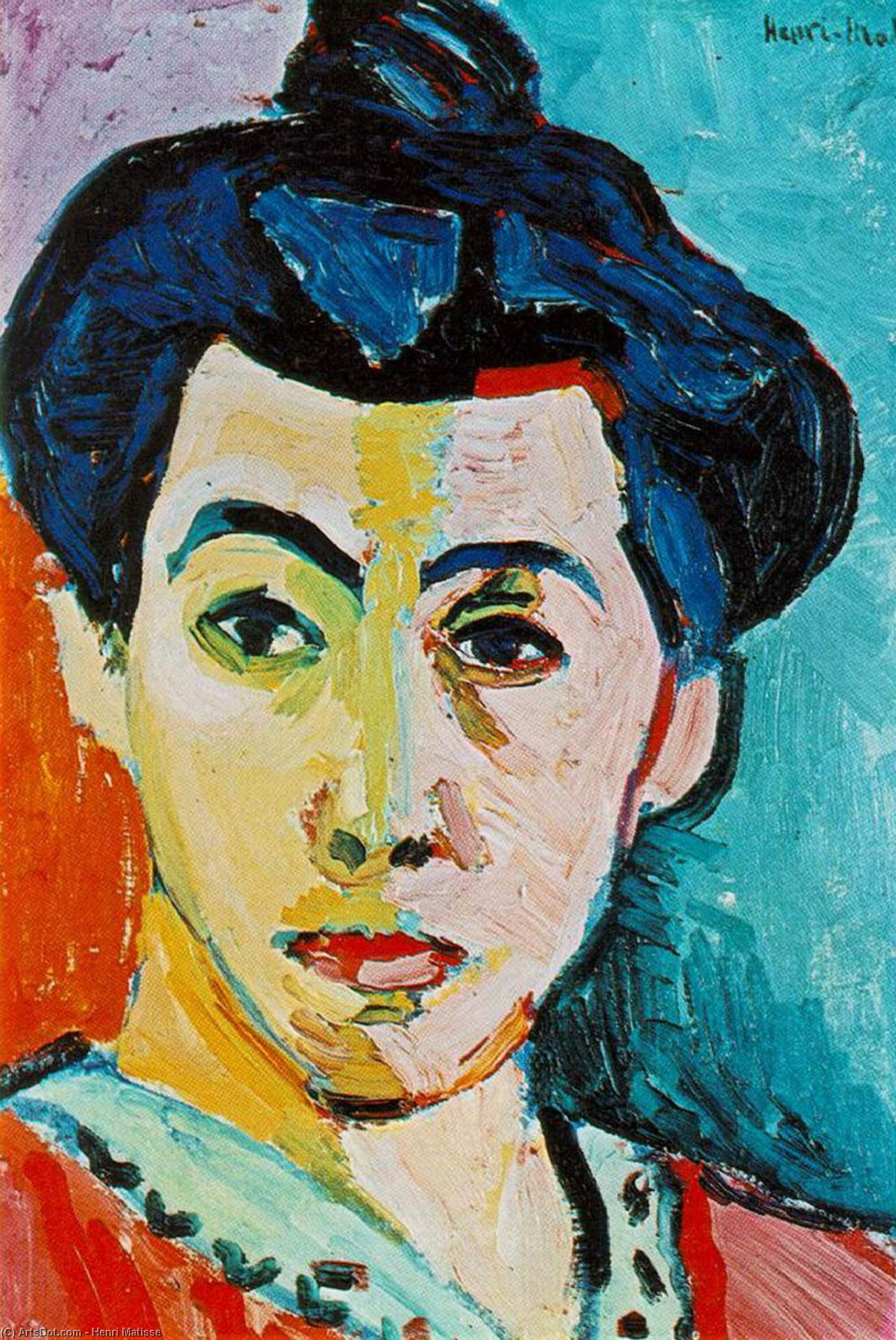 Wikioo.org - The Encyclopedia of Fine Arts - Painting, Artwork by Henri Matisse - Green stripe (Madame Matisse), Royal Museum of