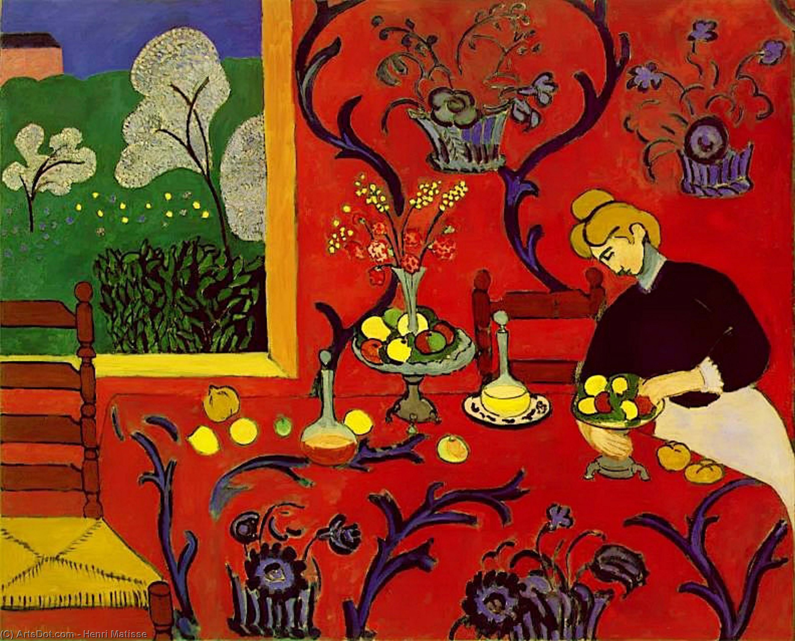 WikiOO.org - Encyclopedia of Fine Arts - Maľba, Artwork Henri Matisse - Harmony in Red (La desserte), spring 180x220 c