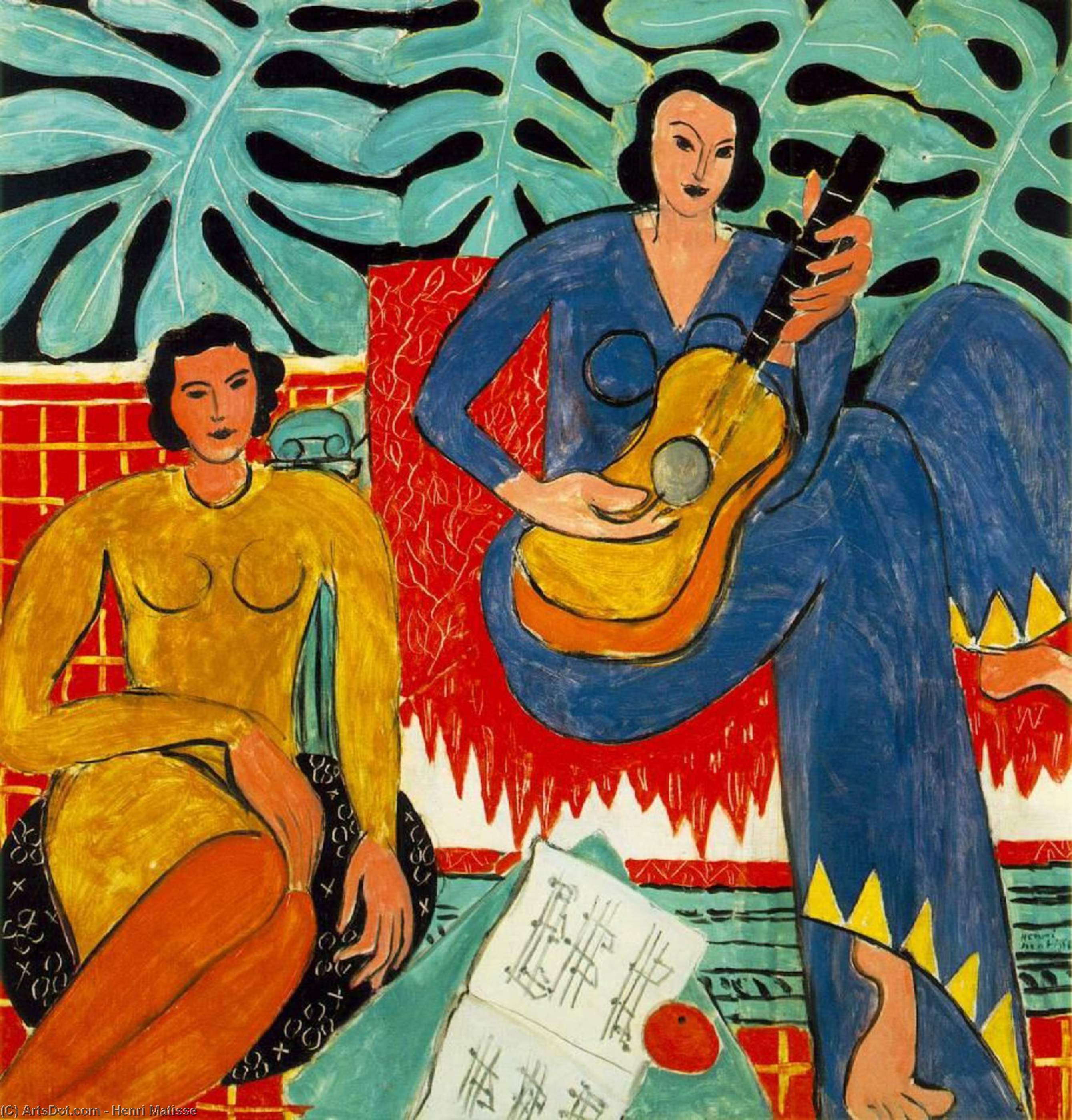 Wikoo.org - موسوعة الفنون الجميلة - اللوحة، العمل الفني Henri Matisse - La musique, Albright-Knox Art