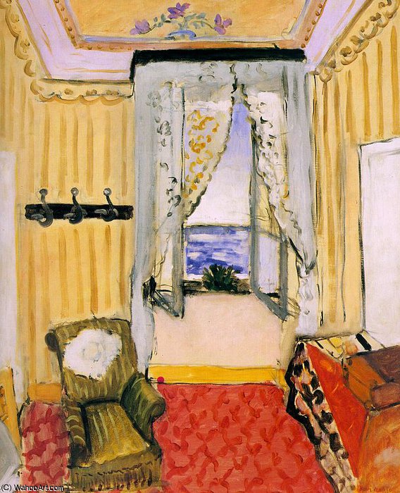 Wikoo.org - موسوعة الفنون الجميلة - اللوحة، العمل الفني Henri Matisse - My Room at the Beau-Rivage, oil on canvas, Phi