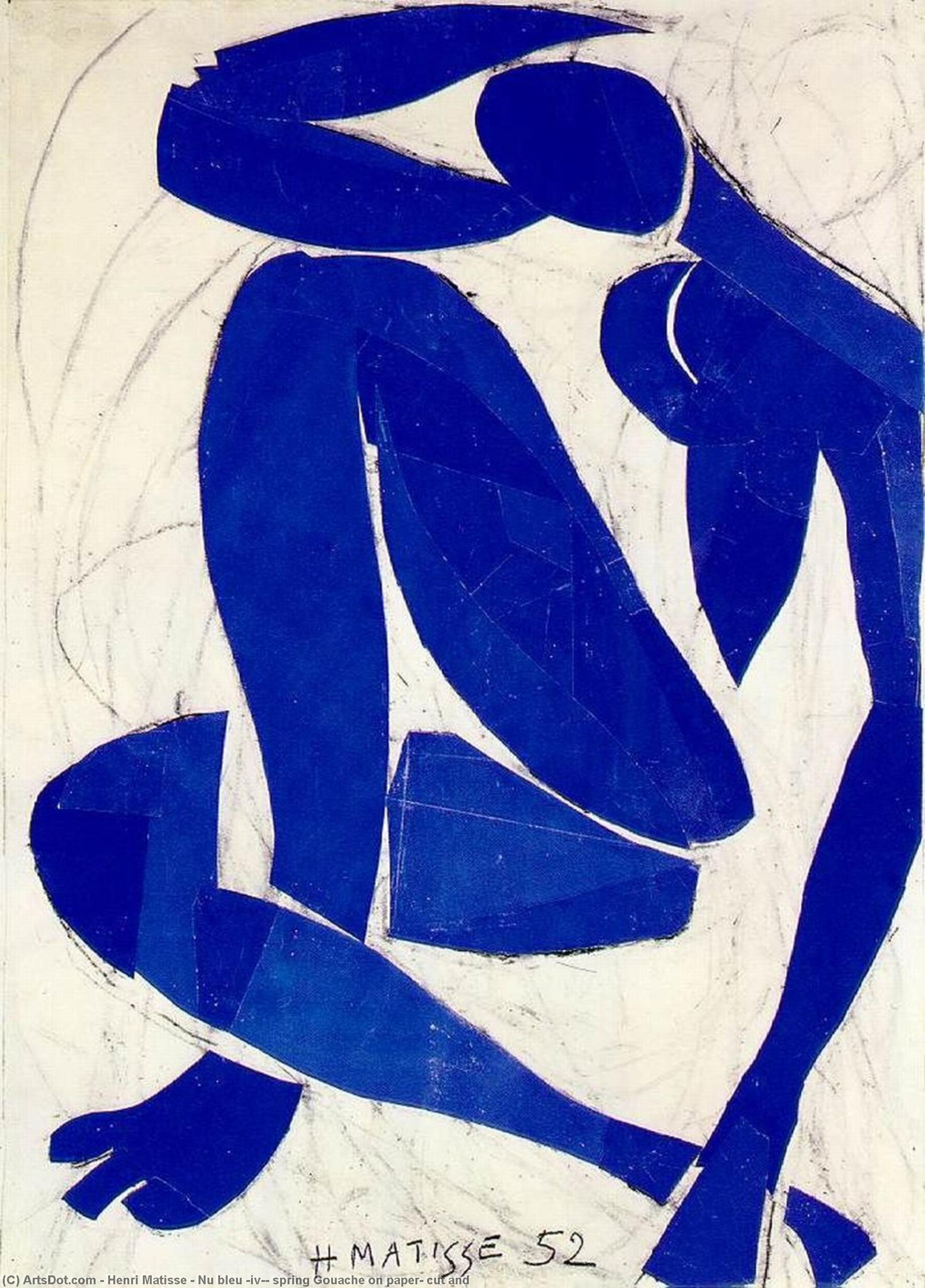 WikiOO.org - Энциклопедия изобразительного искусства - Живопись, Картины  Henri Matisse - Nu bleu ( iv ) , весенняя гуашь на бумаге , вырезать и