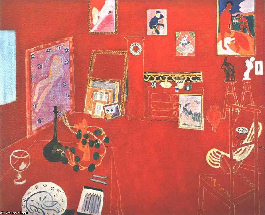 WikiOO.org - Encyclopedia of Fine Arts - Maleri, Artwork Henri Matisse - Red Studio (L'Atelier Rouge), Moma NY