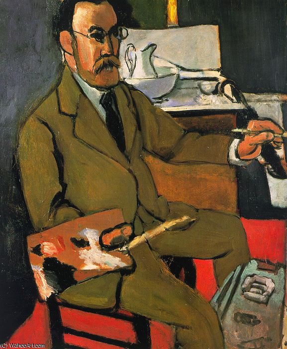 Wikoo.org - موسوعة الفنون الجميلة - اللوحة، العمل الفني Henri Matisse - Self-Portrait, Collection Musée Matisse, Le Ca
