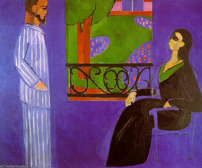 Wikoo.org - موسوعة الفنون الجميلة - اللوحة، العمل الفني Henri Matisse - The Conversation, oil on canvas, The Hermitage