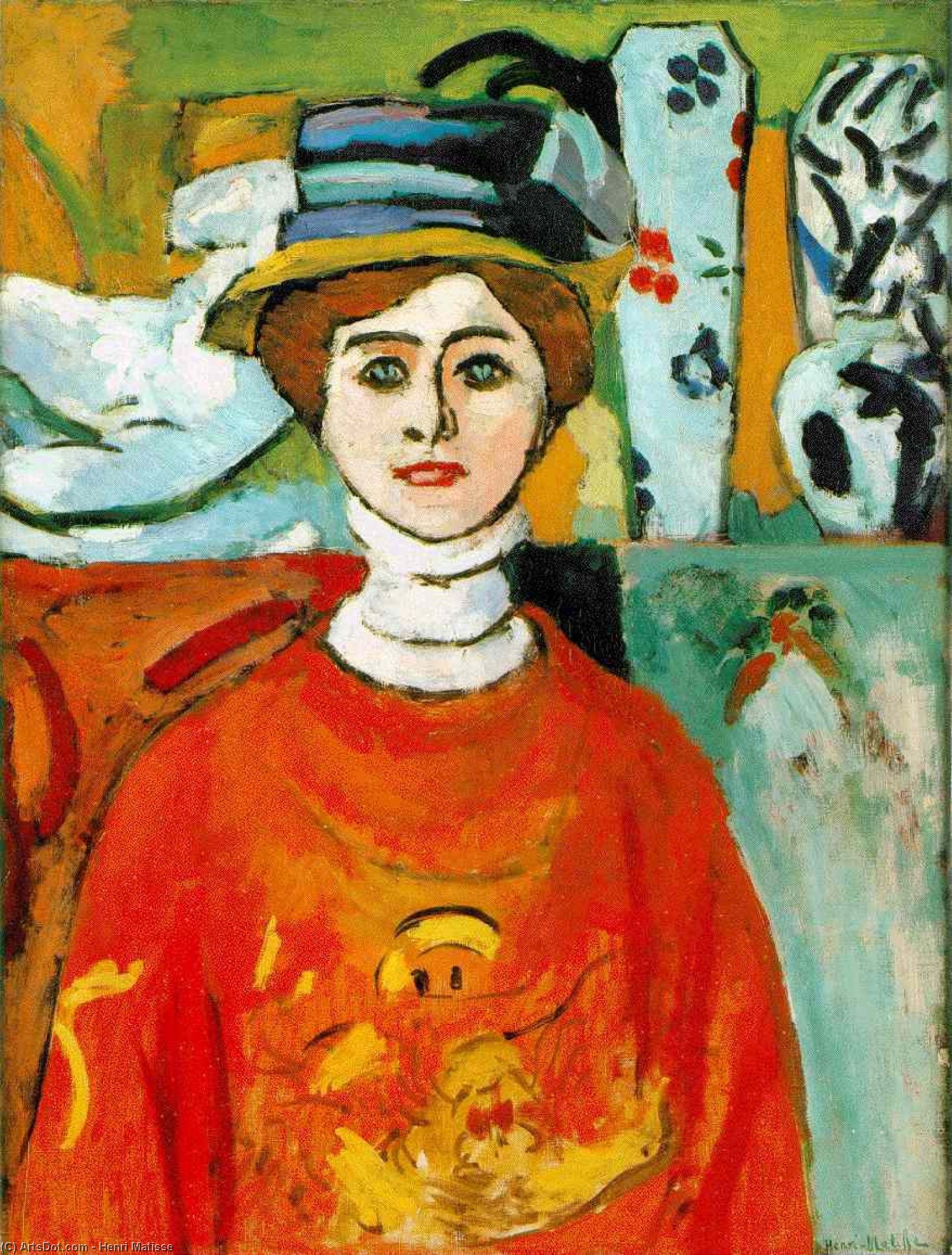 Wikioo.org - The Encyclopedia of Fine Arts - Painting, Artwork by Henri Matisse - The girl with green eyes, San Fran