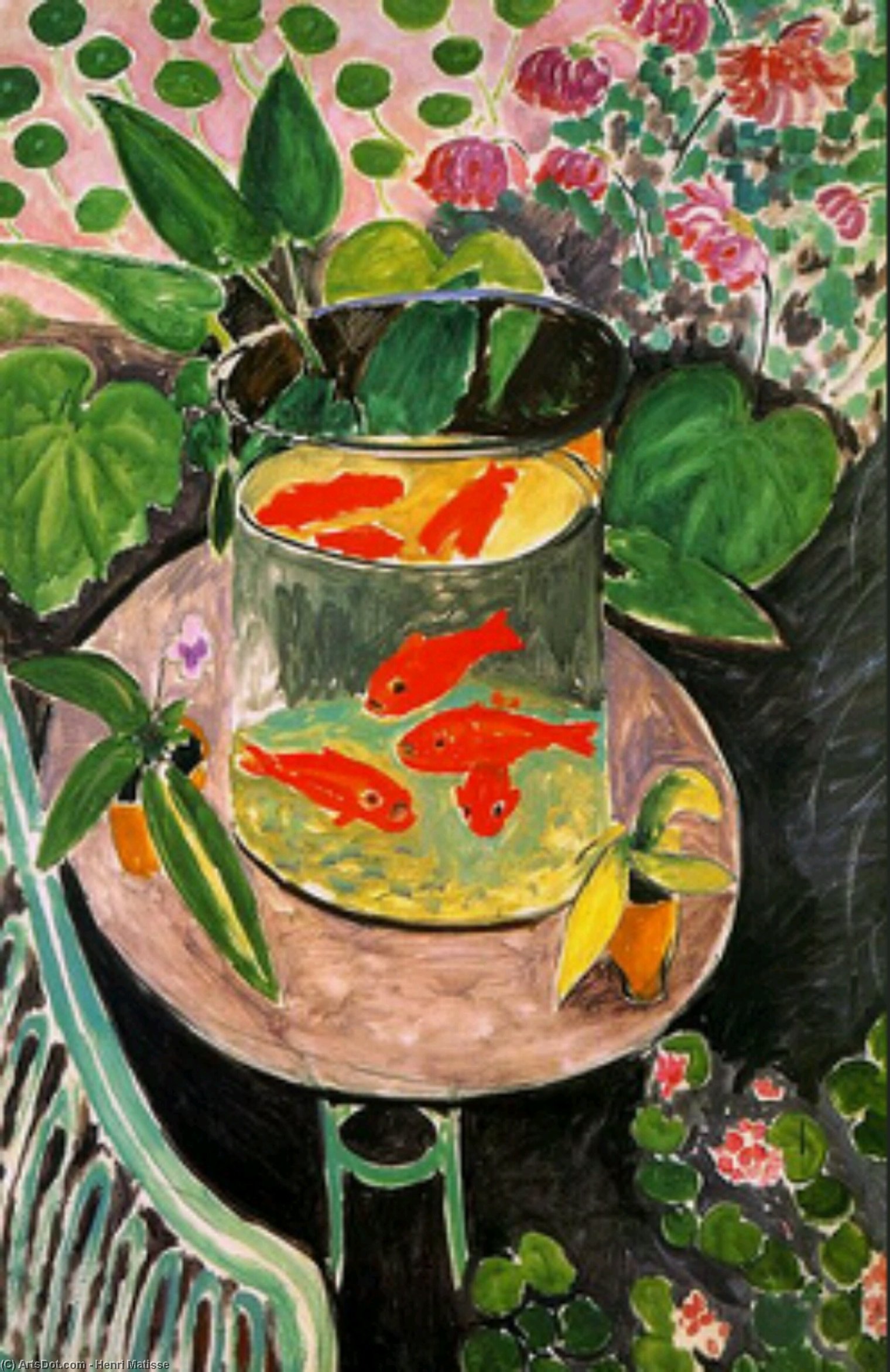 Wikoo.org - موسوعة الفنون الجميلة - اللوحة، العمل الفني Henri Matisse - The Goldfish, oil on canvas, Pushkin Museum of