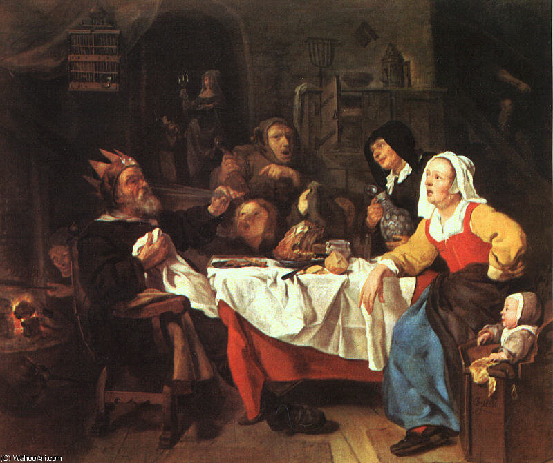 Wikioo.org - The Encyclopedia of Fine Arts - Painting, Artwork by Gabriel Metsu - The Bean Feast, canvas, Pinakothek at Munich.