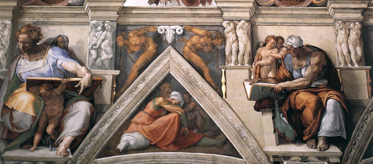 WikiOO.org - Енциклопедія образотворчого мистецтва - Живопис, Картини
 Michelangelo Buonarroti - Ceiling of the Sistine Chapel detail3