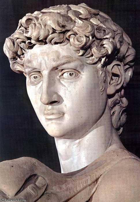 WikiOO.org - Енциклопедия за изящни изкуства - Живопис, Произведения на изкуството Michelangelo Buonarroti - David head detail