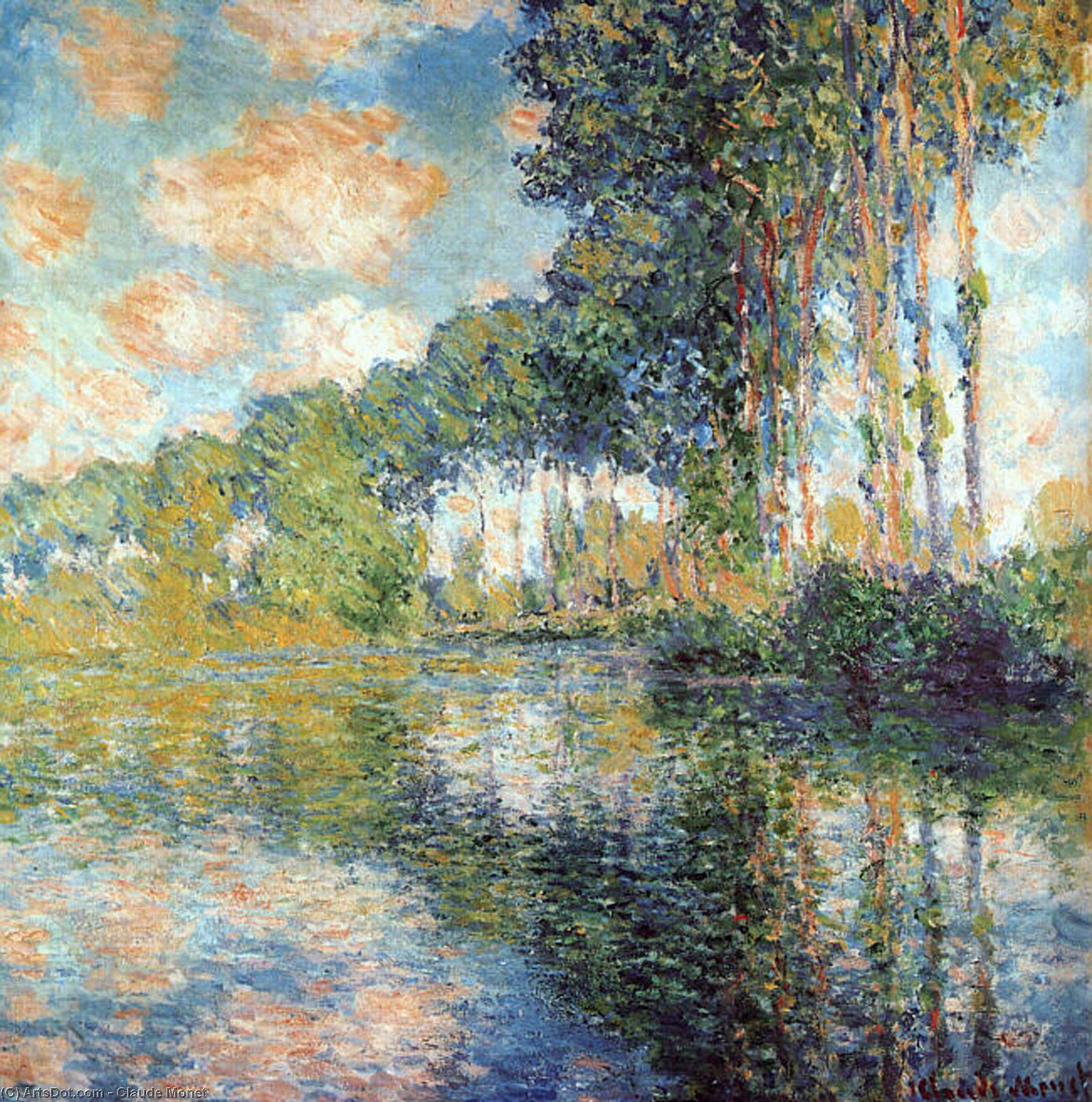 Wikoo.org - موسوعة الفنون الجميلة - اللوحة، العمل الفني Claude Monet - Poplars on the Epte, oil on canvas, National Gal