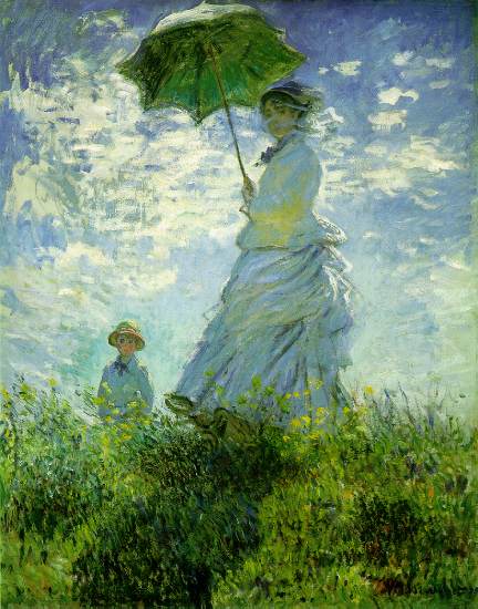 Wikioo.org - The Encyclopedia of Fine Arts - Painting, Artwork by Claude Monet - The Stroll, Camille Monet and Her Son Jean (Woman with