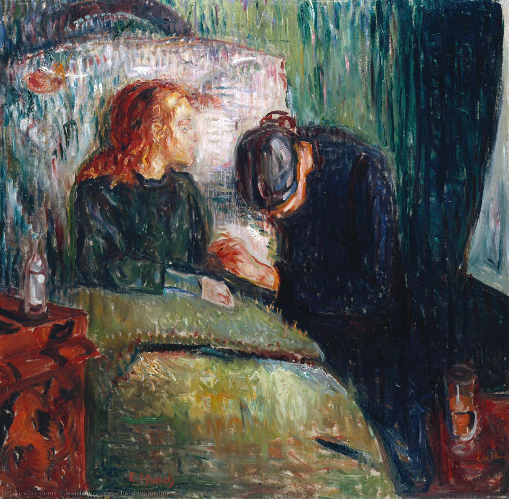 Wikoo.org - موسوعة الفنون الجميلة - اللوحة، العمل الفني Edvard Munch - La bambina malata