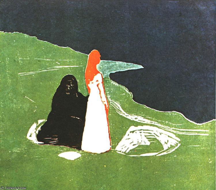 Wikioo.org - Bách khoa toàn thư về mỹ thuật - Vẽ tranh, Tác phẩm nghệ thuật Edvard Munch - Women on the riverbank