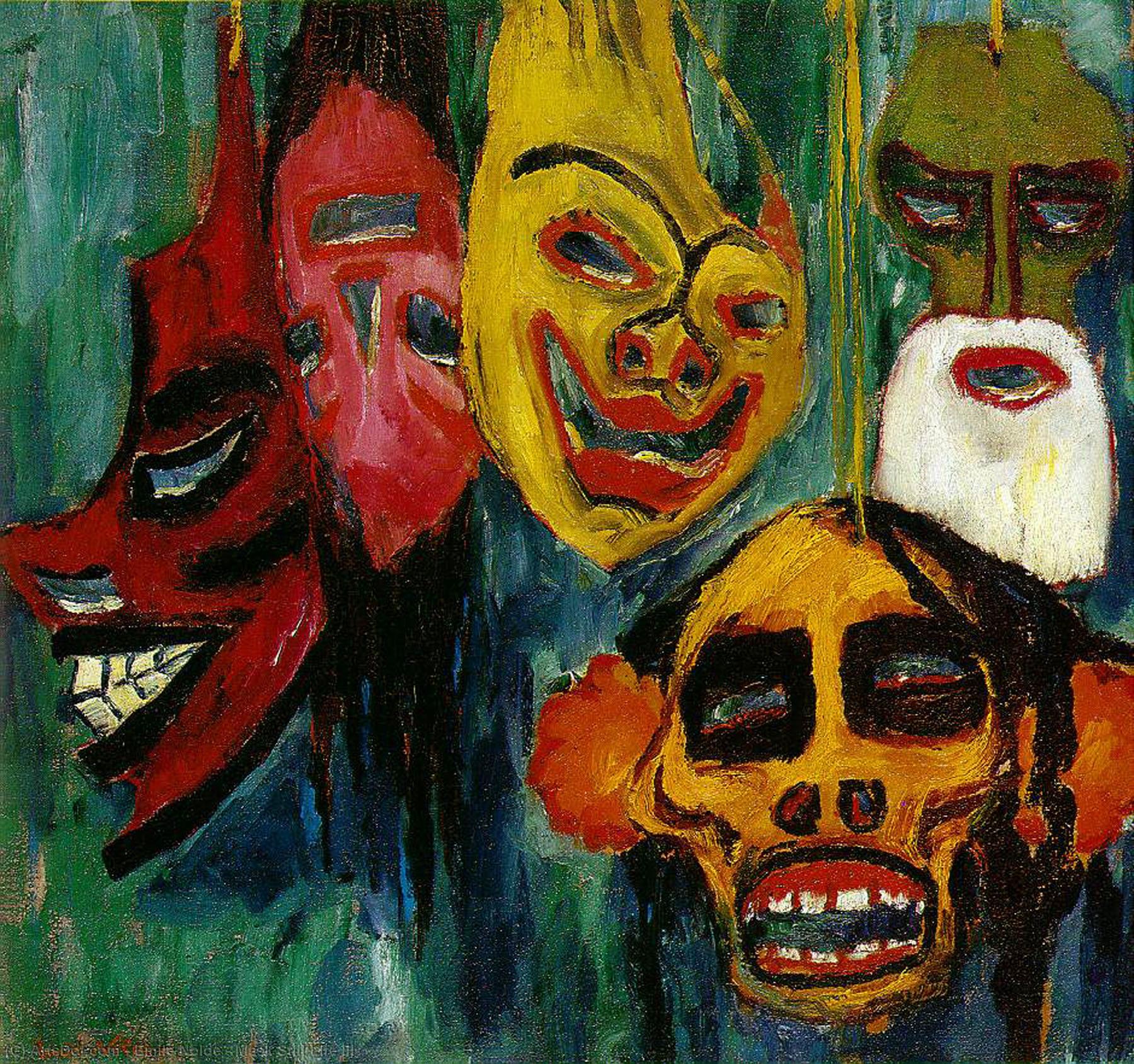 WikiOO.org - Encyclopedia of Fine Arts - Schilderen, Artwork Emile Nolde - Mask Still Life III,