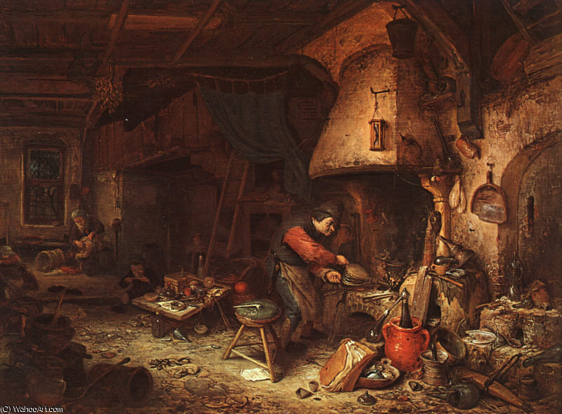 WikiOO.org - Encyclopedia of Fine Arts - Lukisan, Artwork Adriaen Van Ostade - An alchemist, national gallery, london.