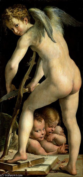 WikiOO.org – 美術百科全書 - 繪畫，作品 Parmigianino - 丘比特，135x66，艺术史博物馆