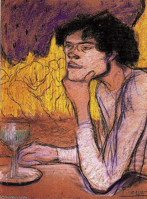 WikiOO.org - 백과 사전 - 회화, 삽화 Pablo Picasso - Femme dans un cafe