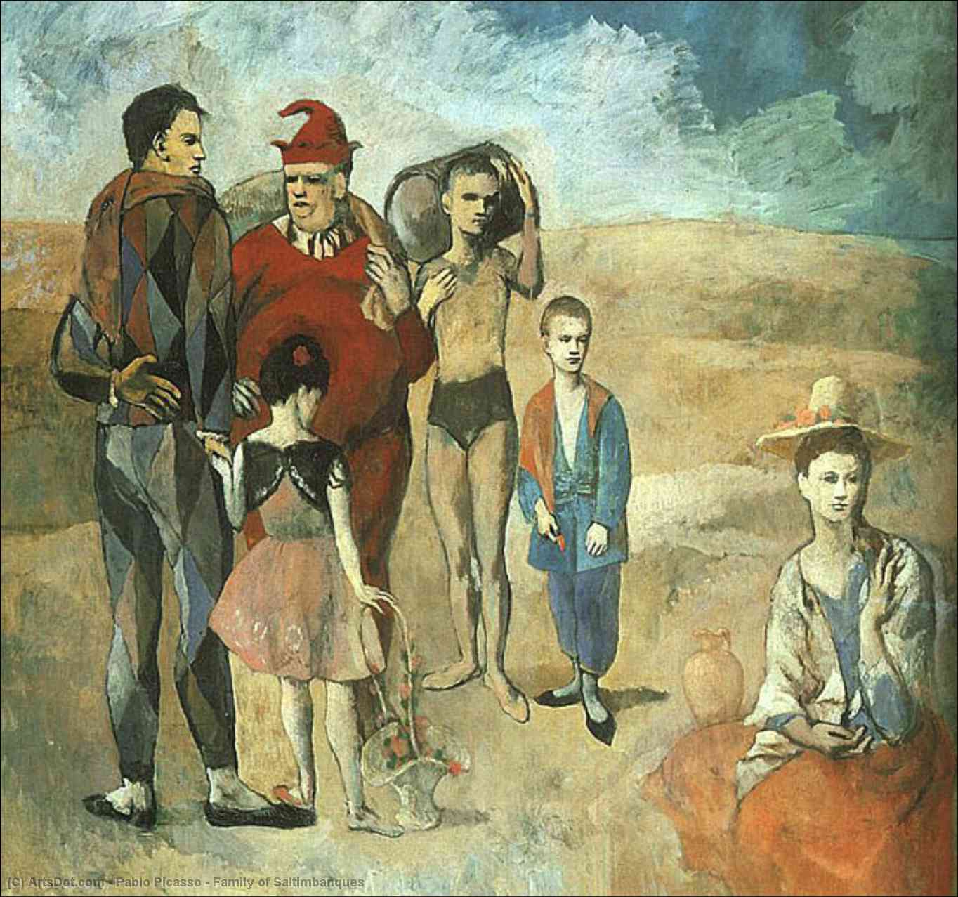 Wikoo.org - موسوعة الفنون الجميلة - اللوحة، العمل الفني Pablo Picasso - Family of Saltimbanques