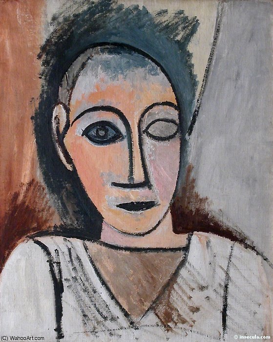 Wikioo.org – L'Encyclopédie des Beaux Arts - Peinture, Oeuvre de Pablo Picasso - Buste d'homme ( etude pour les damoiselles d'Avignon )