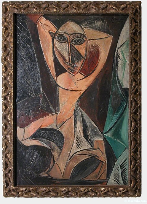 Wikioo.org – L'Encyclopédie des Beaux Arts - Peinture, Oeuvre de Pablo Picasso - Femme nue aux soutiens-gorge leves