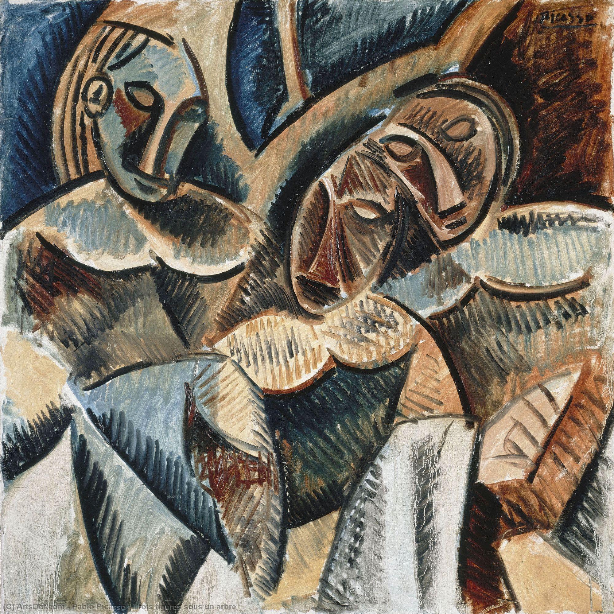 Wikioo.org – L'Encyclopédie des Beaux Arts - Peinture, Oeuvre de Pablo Picasso - Trois chiffres sous onu arbre