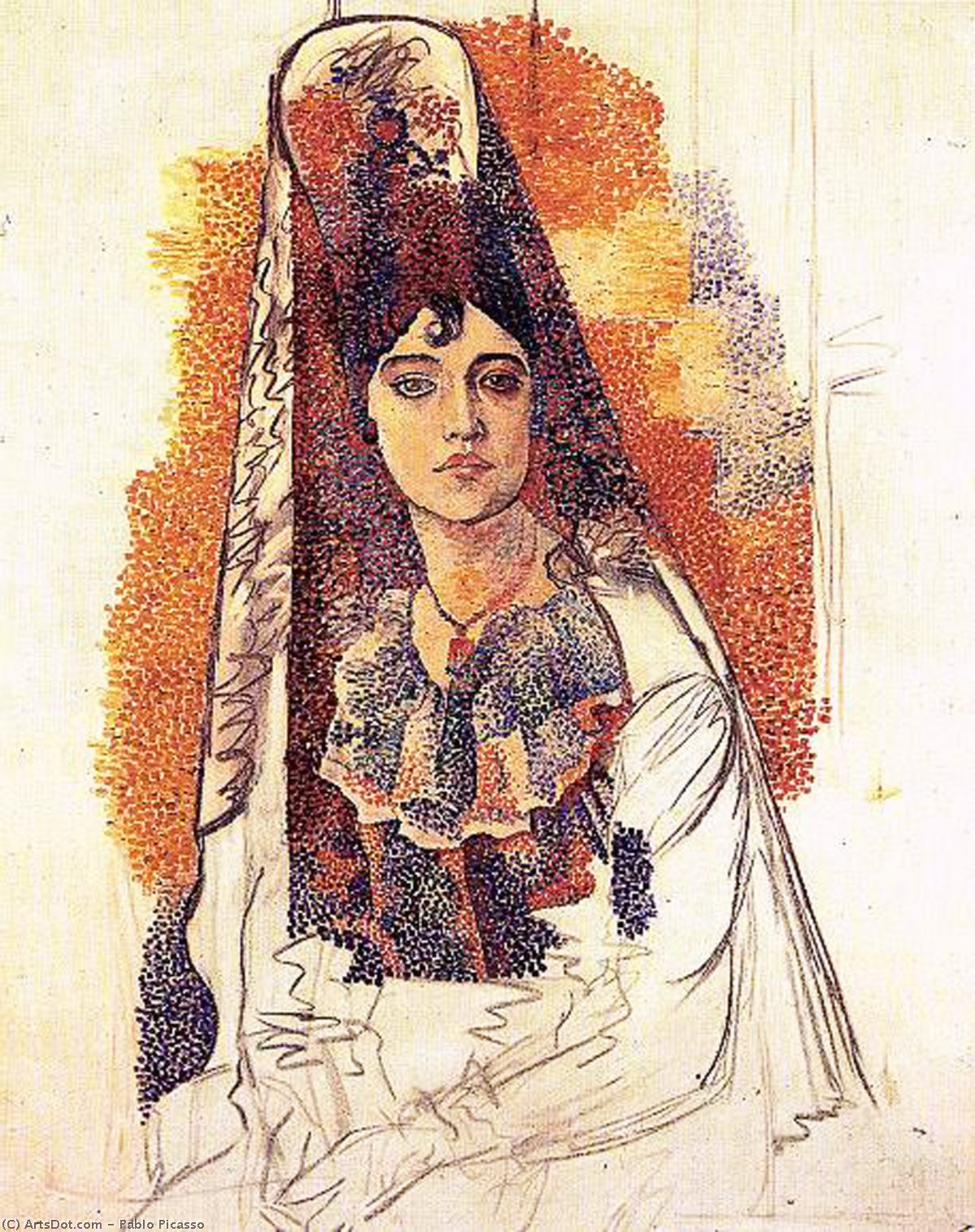 WikiOO.org - Encyclopedia of Fine Arts - Malba, Artwork Pablo Picasso - Femme en tenue espagnole