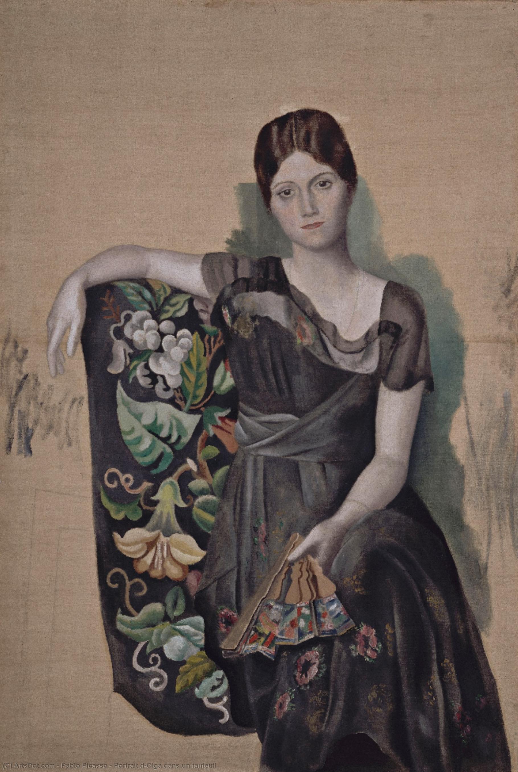 WikiOO.org - Enciclopédia das Belas Artes - Pintura, Arte por Pablo Picasso - Portrait d'Olga dans un fauteuil