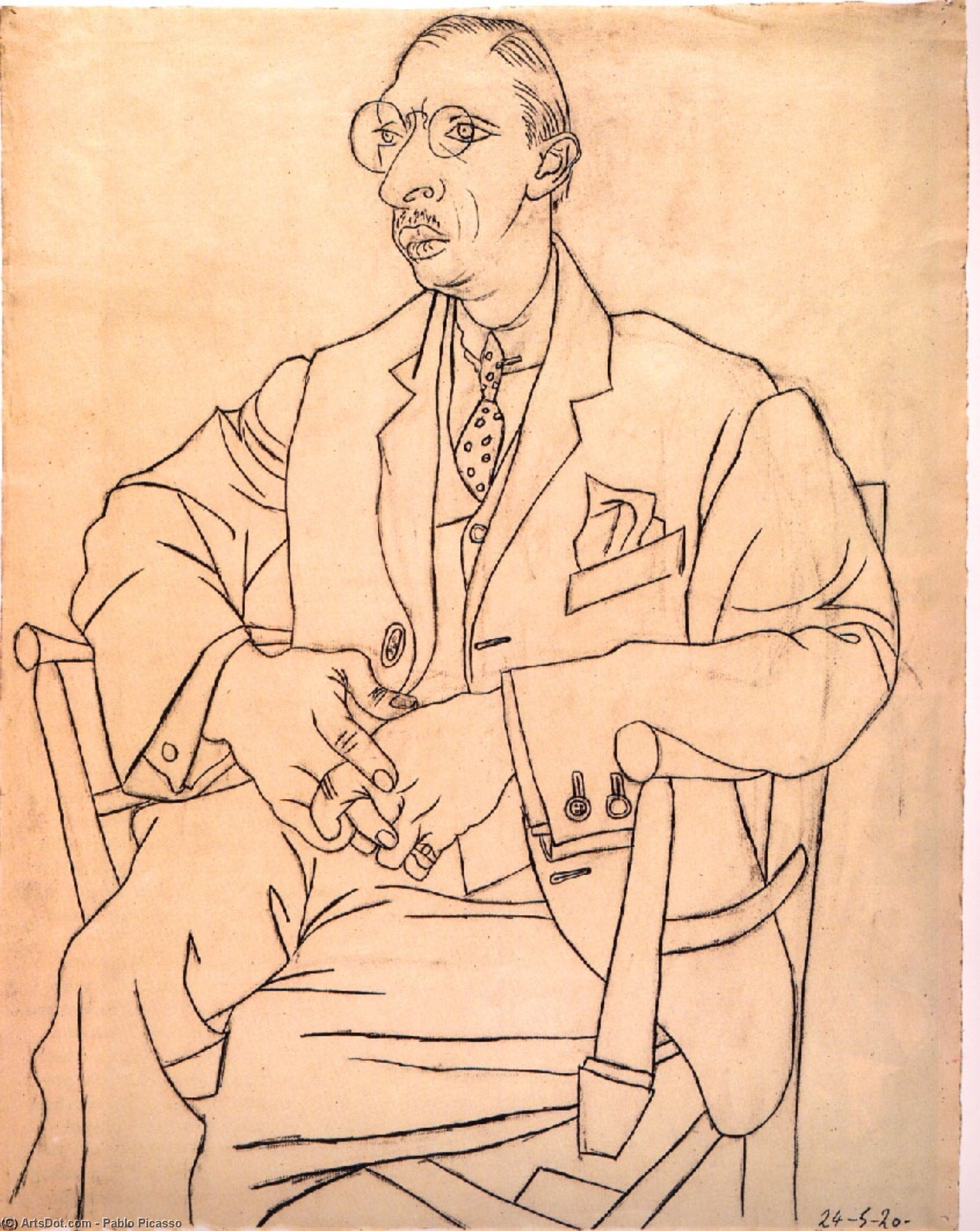 Wikioo.org - The Encyclopedia of Fine Arts - Painting, Artwork by Pablo Picasso - Portrait d' Igor Stravinsky