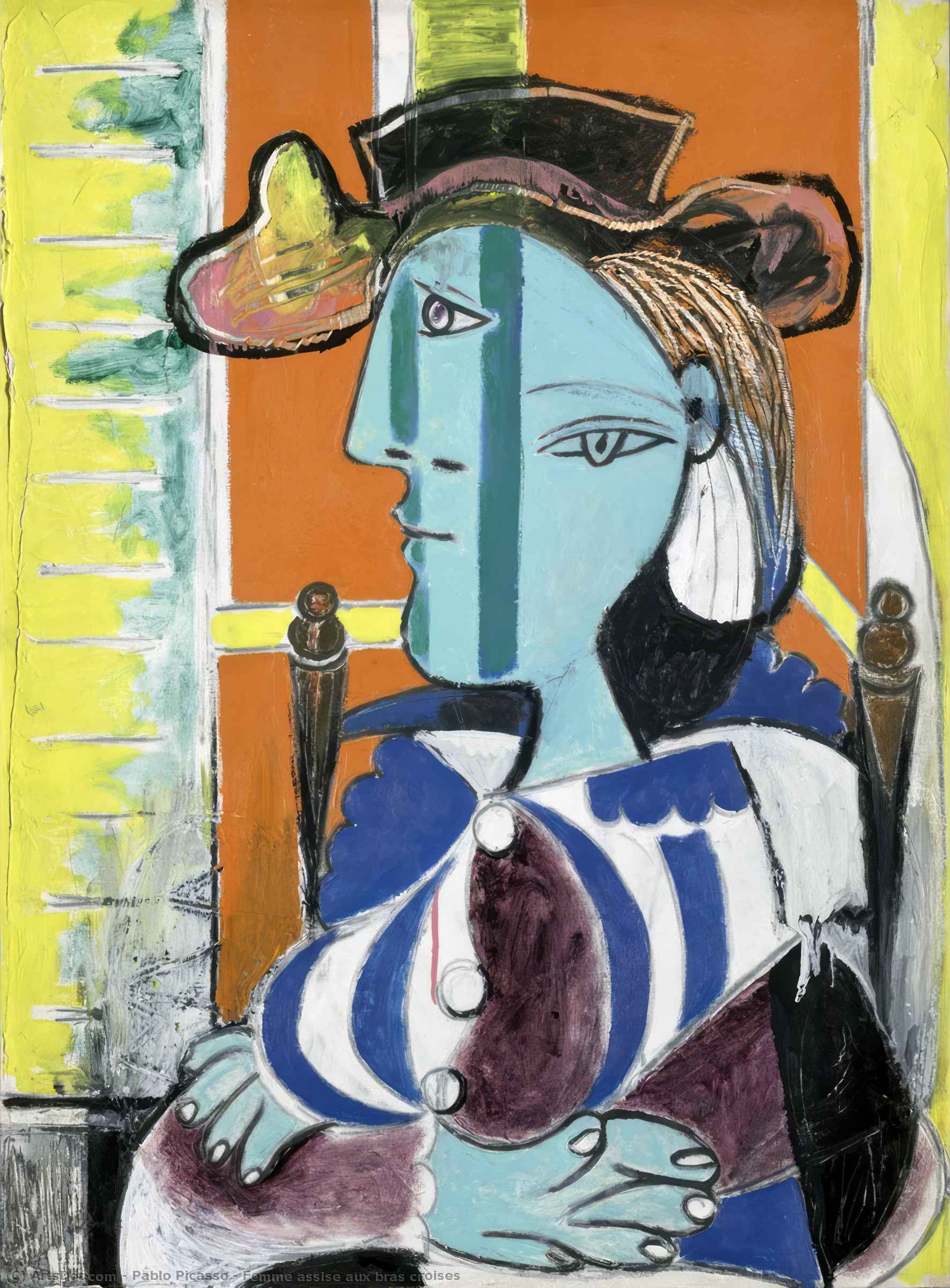 Wikioo.org – L'Enciclopedia delle Belle Arti - Pittura, Opere di Pablo Picasso - Femme assise aux bras croises