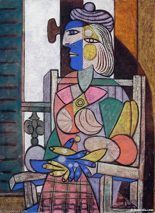 Wikioo.org - The Encyclopedia of Fine Arts - Painting, Artwork by Pablo Picasso - Femme assise devant la fenetre