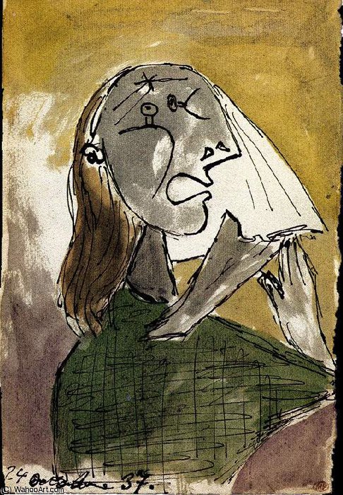 Wikioo.org – La Enciclopedia de las Bellas Artes - Pintura, Obras de arte de Pablo Picasso - La femme pleure qui ( Maar dora )