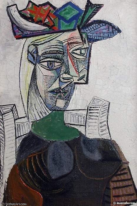 WikiOO.org - Енциклопедия за изящни изкуства - Живопис, Произведения на изкуството Pablo Picasso - Femme assise au chapeau