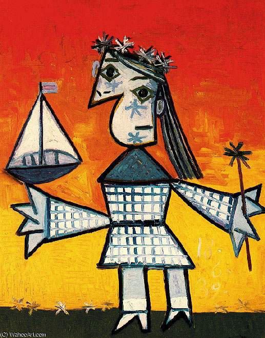WikiOO.org - Енциклопедія образотворчого мистецтва - Живопис, Картини
 Pablo Picasso - Jeune fille avec un voilier