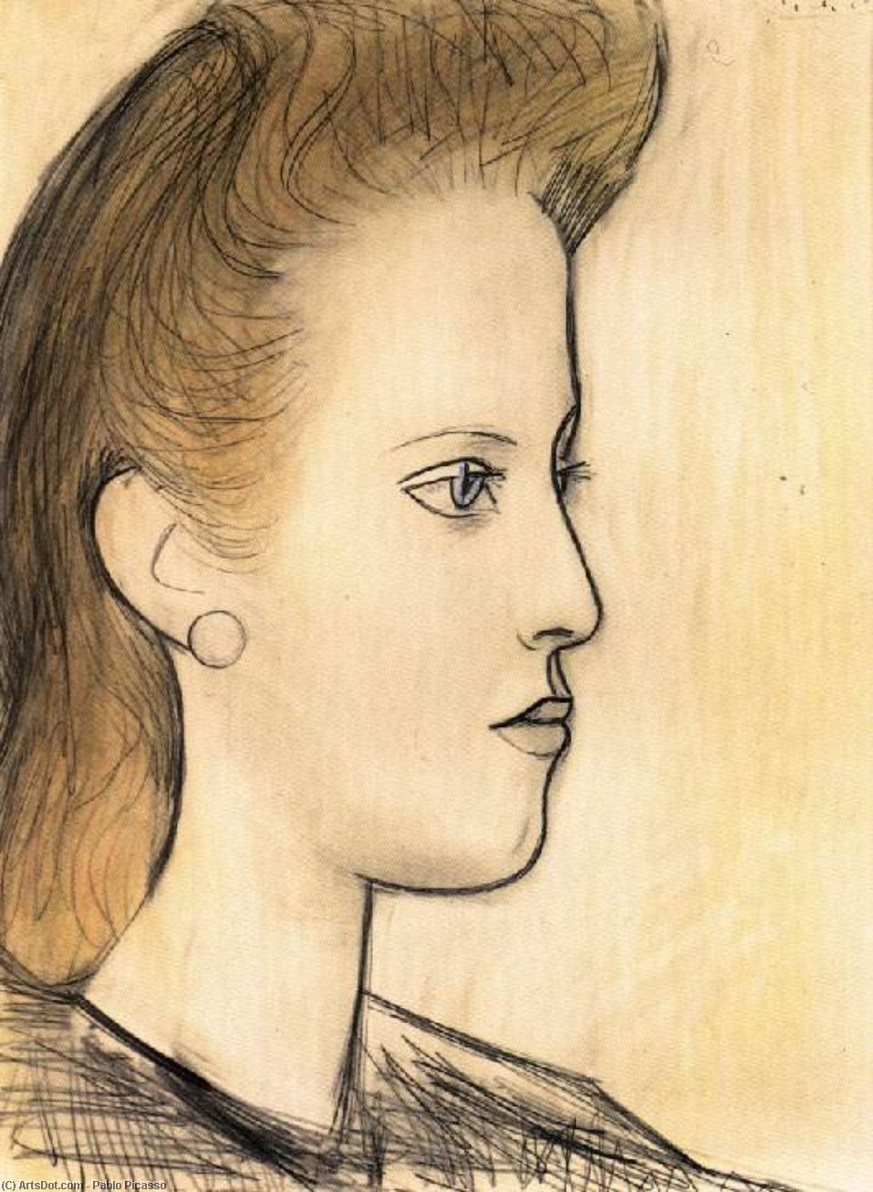 WikiOO.org - Encyclopedia of Fine Arts - Lukisan, Artwork Pablo Picasso - Portrait de Mademoiselle Aubrey
