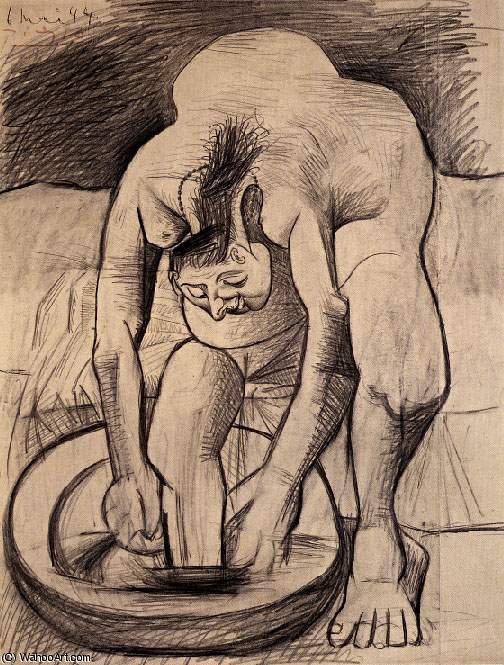 Wikioo.org - สารานุกรมวิจิตรศิลป์ - จิตรกรรม Pablo Picasso - Femme se lavant le pied