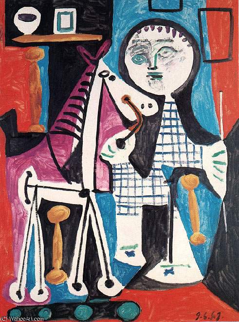 Wikioo.org - The Encyclopedia of Fine Arts - Painting, Artwork by Pablo Picasso - Enfant avec cheval a roulettes