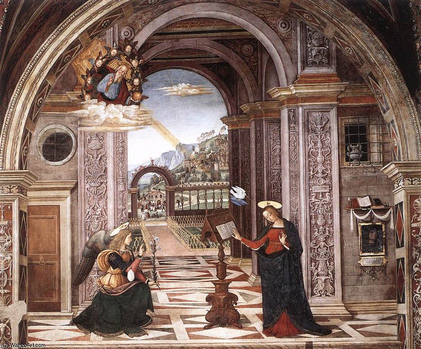 Wikioo.org - The Encyclopedia of Fine Arts - Painting, Artwork by Bernardino Di Betto (Pintoricchio) - Pinturicchio annunciazione