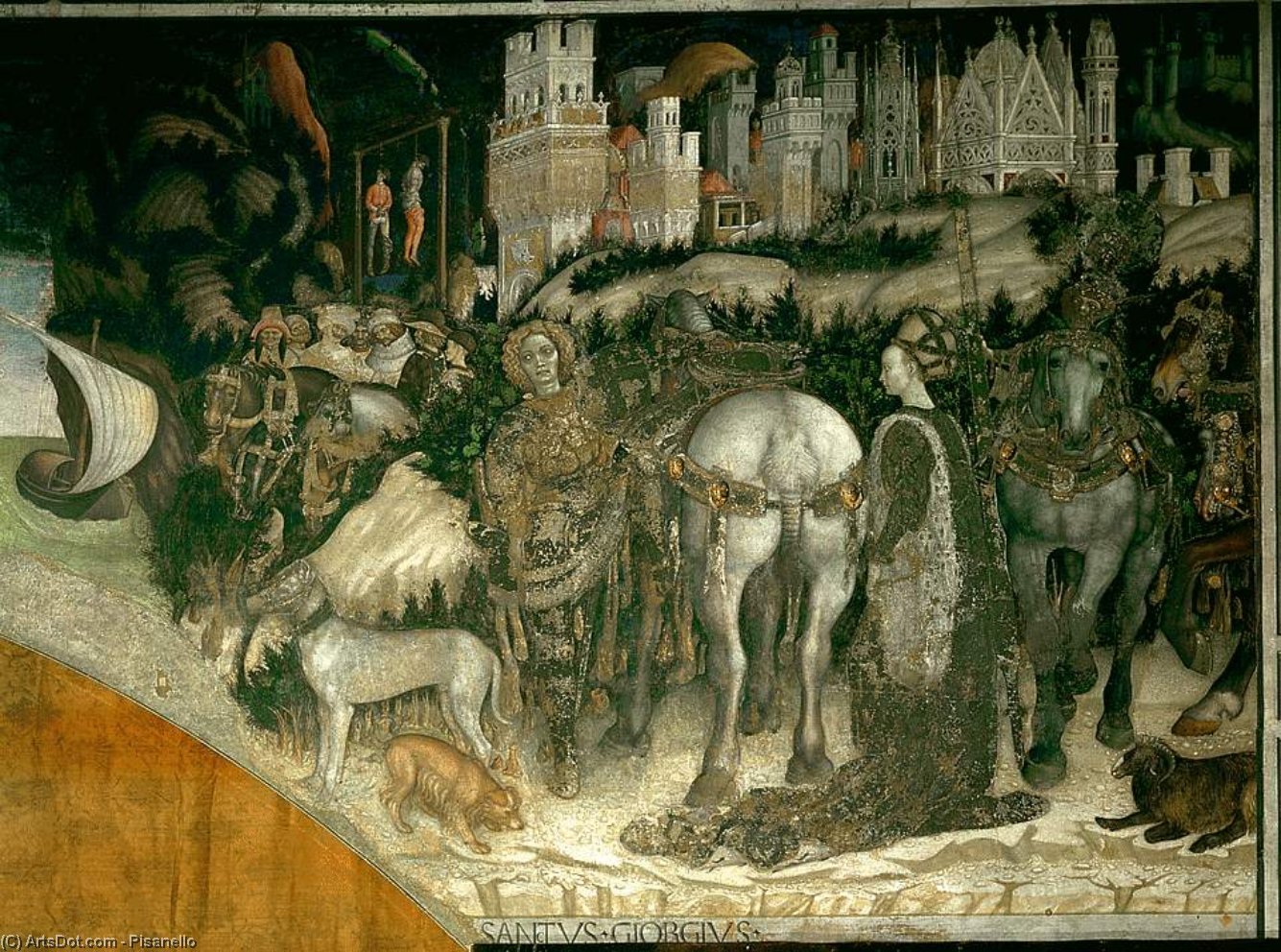 WikiOO.org - Encyclopedia of Fine Arts - Schilderen, Artwork Pisanello - St George and the Princess of Trebizond,