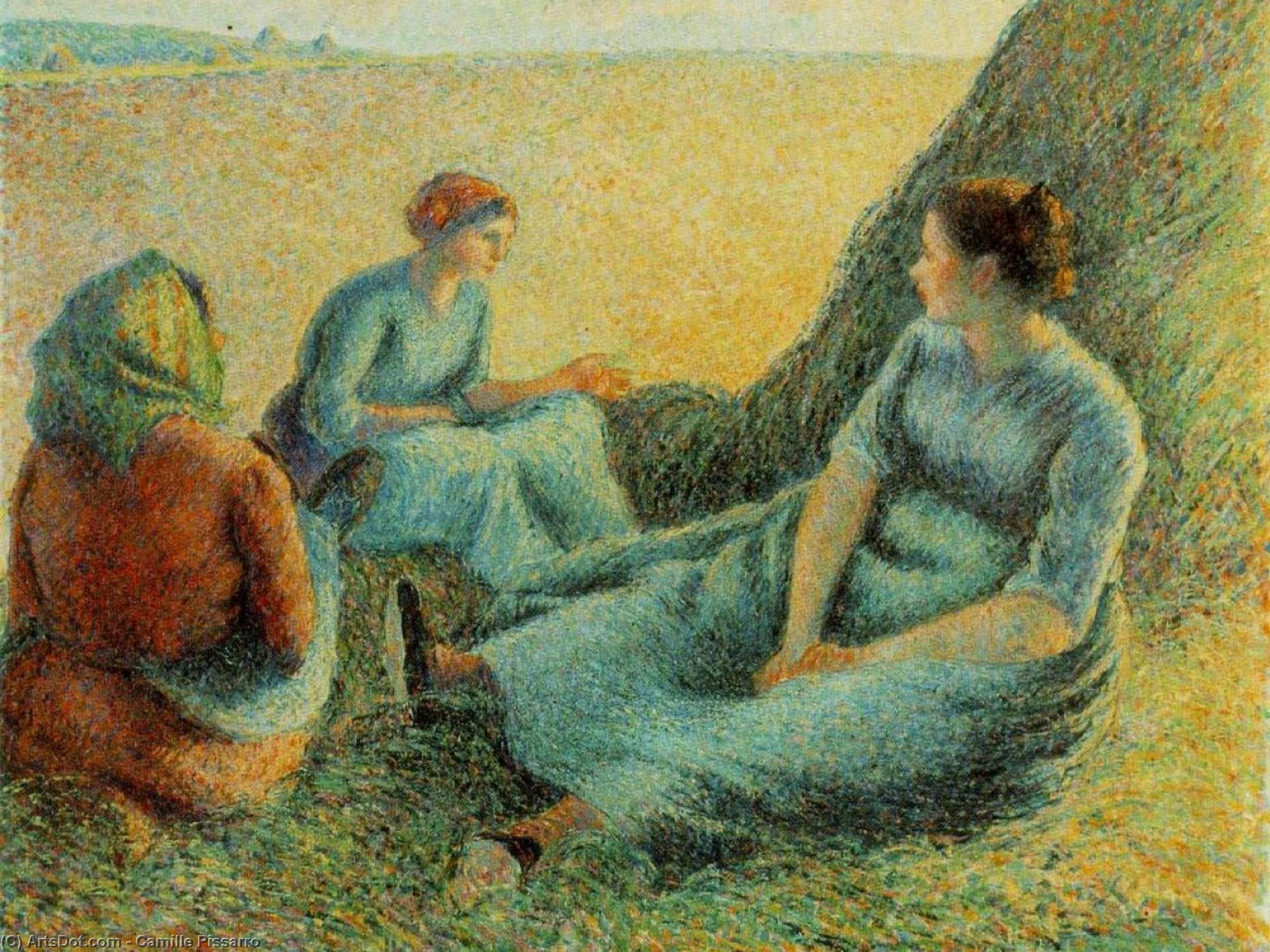 Wikoo.org - موسوعة الفنون الجميلة - اللوحة، العمل الفني Camille Pissarro - Haymakers resting, McNay Art In