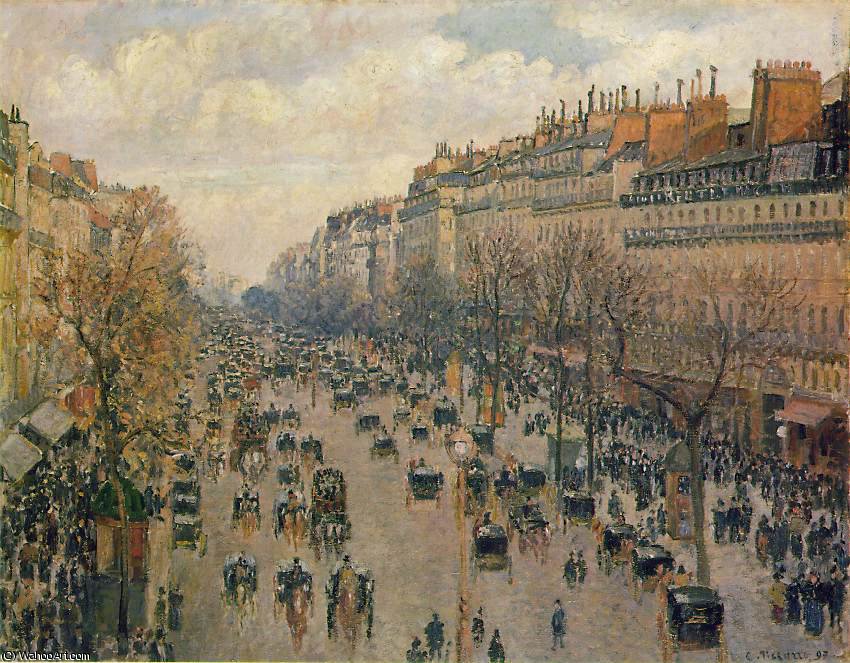 Wikioo.org - The Encyclopedia of Fine Arts - Painting, Artwork by Camille Pissarro - Le Boulevard Montmartre, apres-midi, soleil,