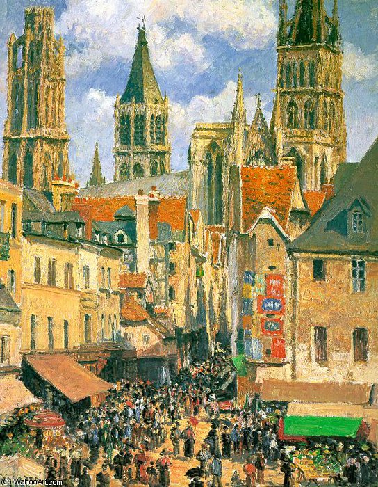 Wikioo.org – L'Enciclopedia delle Belle Arti - Pittura, Opere di Camille Pissarro - il vecchio mercato a rouen, il metropolitane `mus`
