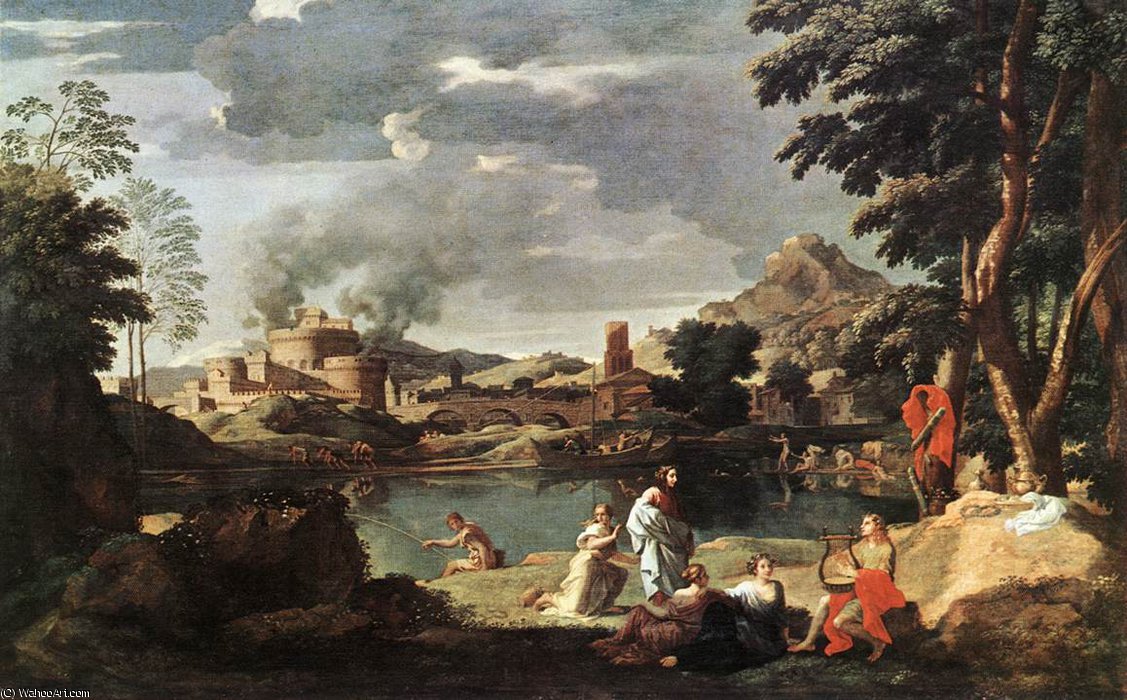 WikiOO.org - Güzel Sanatlar Ansiklopedisi - Resim, Resimler Nicolas Poussin - Landscape with Orpheus and Euridice