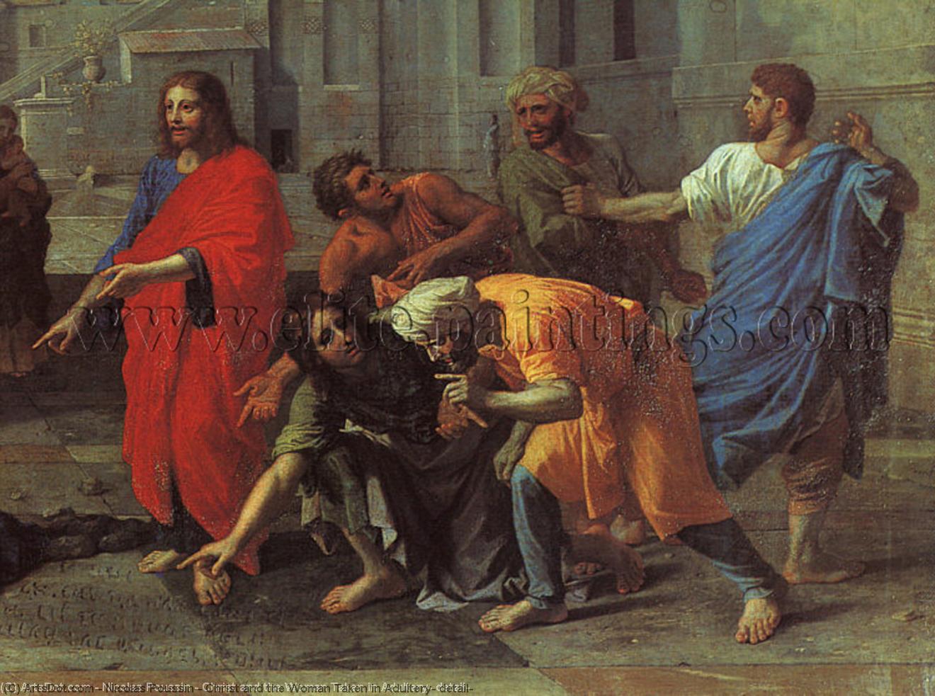 WikiOO.org - Encyclopedia of Fine Arts - Lukisan, Artwork Nicolas Poussin - Christ and the Woman Taken in Adultery, detail,