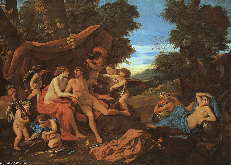 Wikioo.org - Bách khoa toàn thư về mỹ thuật - Vẽ tranh, Tác phẩm nghệ thuật Nicolas Poussin - Mars and Venus, oil on canvas, Museum of Fi