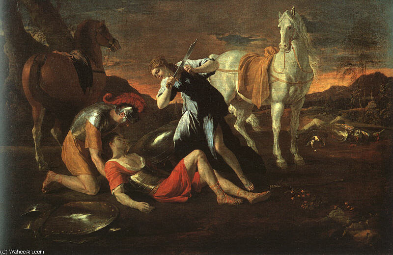Wikioo.org - The Encyclopedia of Fine Arts - Painting, Artwork by Nicolas Poussin - Tancred and Erminia, oil on canvas, Hermitage