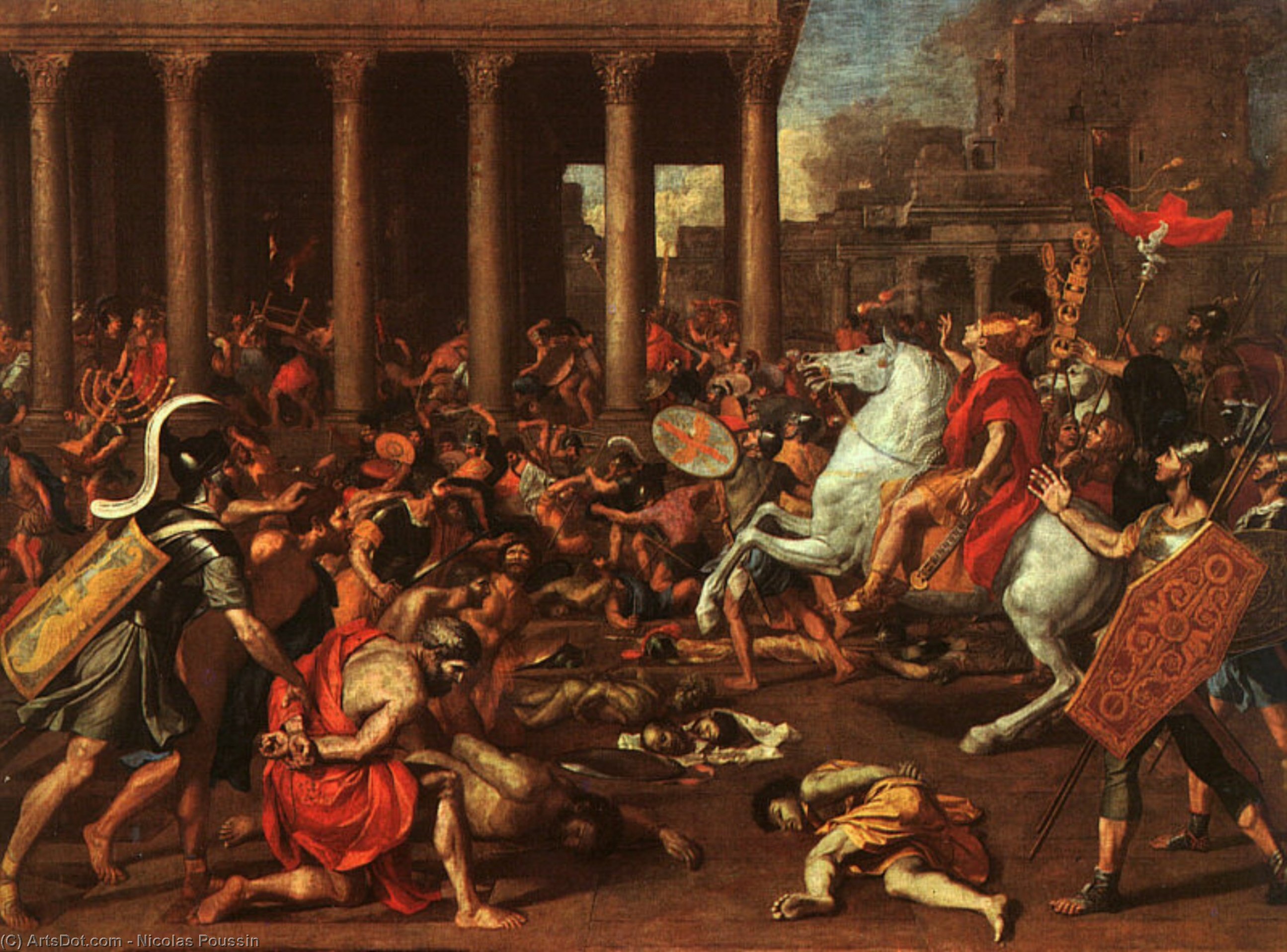Wikoo.org - موسوعة الفنون الجميلة - اللوحة، العمل الفني Nicolas Poussin - The Conquest of Jerusalem, oil on canvas, Art Histor