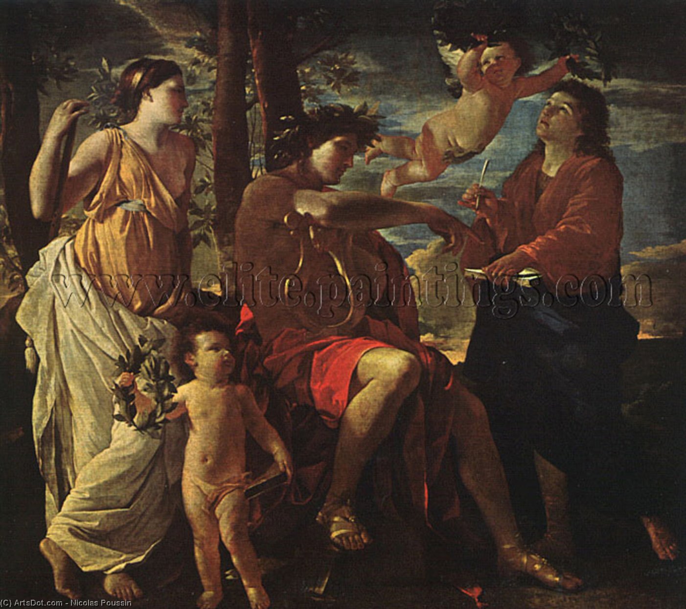 Wikioo.org - The Encyclopedia of Fine Arts - Painting, Artwork by Nicolas Poussin - The Inspiration of the Poet, Musée du Louvr