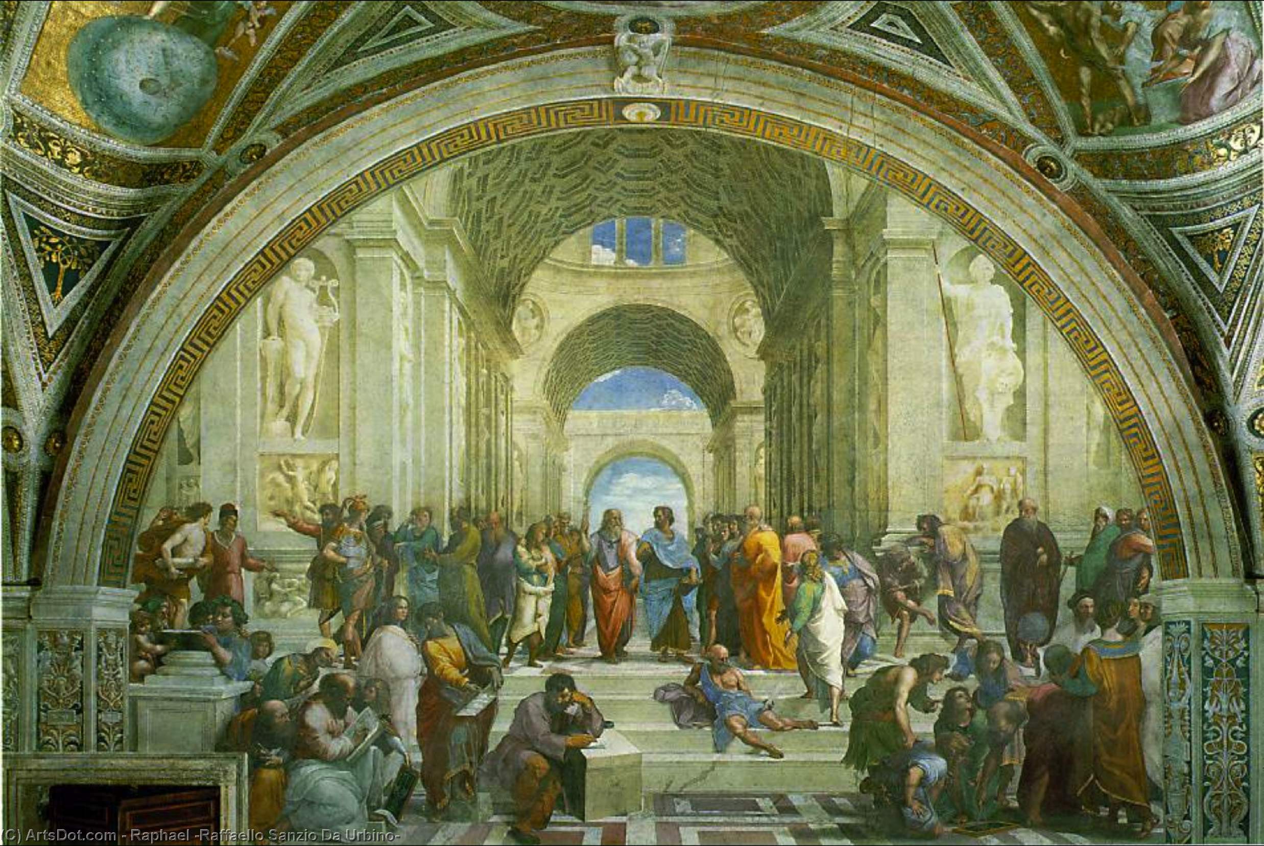 Wikioo.org - The Encyclopedia of Fine Arts - Painting, Artwork by Raphael (Raffaello Sanzio Da Urbino) - School of Athens, Vatican, Stanza della S