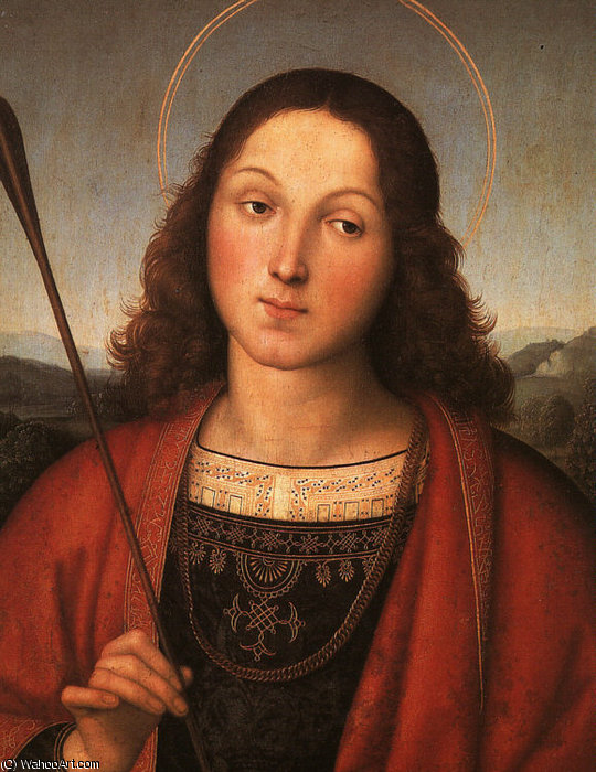 Wikioo.org - สารานุกรมวิจิตรศิลป์ - จิตรกรรม Raphael (Raffaello Sanzio Da Urbino) - St. Sebastian (probably with Perugino), approx. - (15)