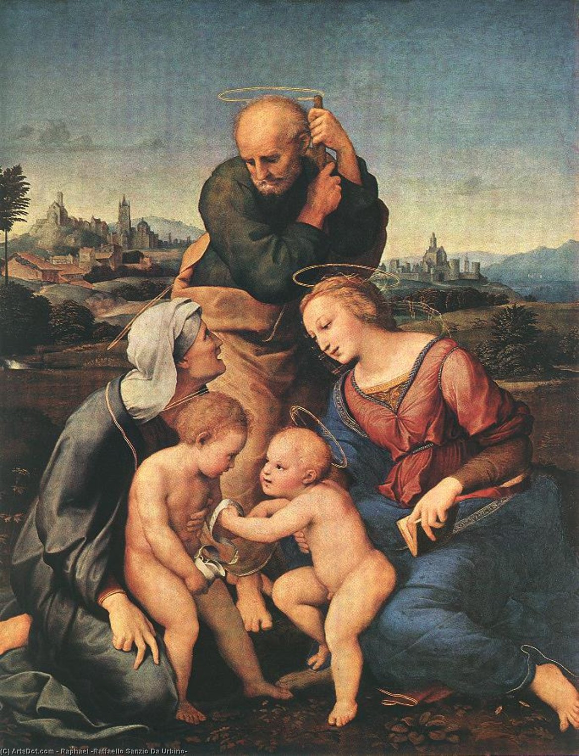Wikioo.org – L'Encyclopédie des Beaux Arts - Peinture, Oeuvre de Raphael (Raffaello Sanzio Da Urbino) - le canigiani madonna , Huile sur panneau , 131 x -